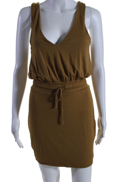 Lovers + Friends Womens V Neck Sleeveless Drawstring Mini Dress Brown Size S