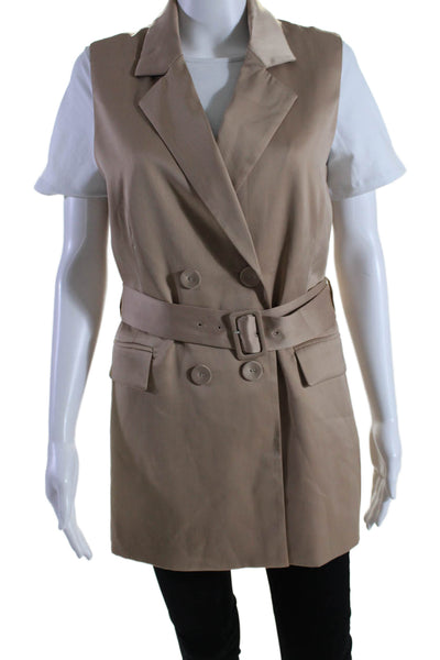 House of Harlow 1960 Womens Sleeveless Double Breasted Blazer Beige Size M