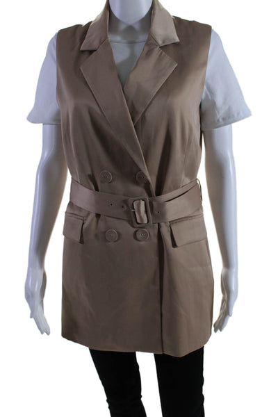 House of Harlow 1960 Womens Sleeveless Double Breasted Blazer Beige Size M