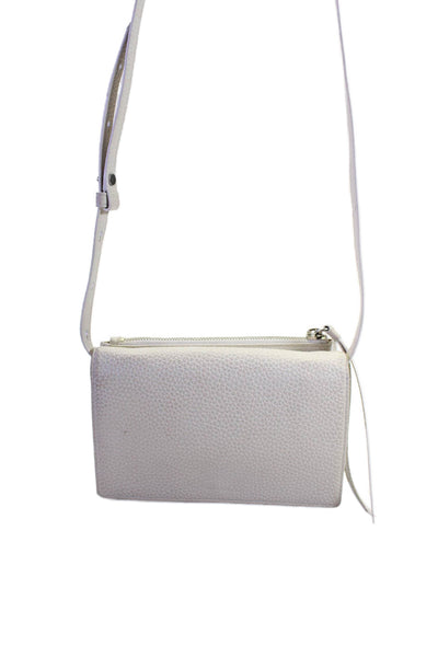 Allsaints Womens Leather Flap Closure Adjustable Crossbody Bag White Size S