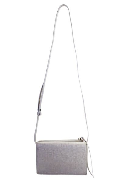 Allsaints Womens Leather Flap Closure Adjustable Crossbody Bag White Size S