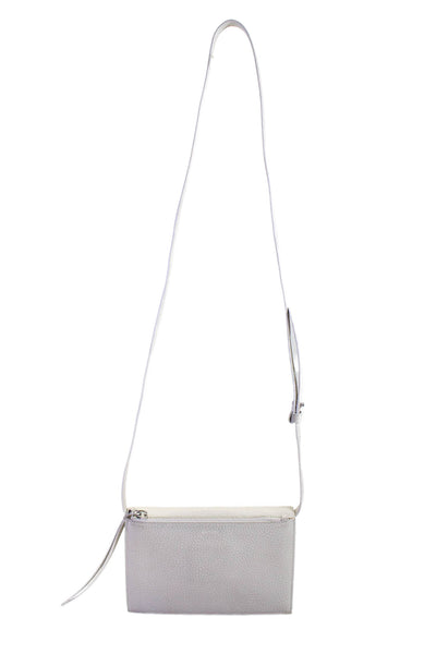 Allsaints Womens Leather Flap Closure Adjustable Crossbody Bag White Size S