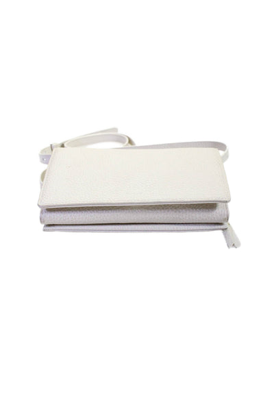 Allsaints Womens Leather Flap Closure Adjustable Crossbody Bag White Size S