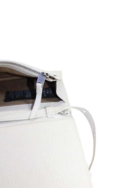 Allsaints Womens Leather Flap Closure Adjustable Crossbody Bag White Size S