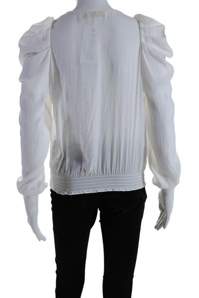 Ramy Brook Women's V-Neck Long Sleeve Dressy Blouse White Size XS