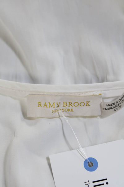 Ramy Brook Women's V-Neck Long Sleeve Dressy Blouse White Size XS