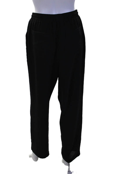 Halston Womens Drawstring Waist Lightweight Tapered Pants Black Size S