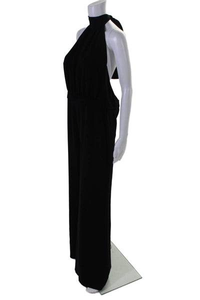 ABS by Allen Schwartz Womens Halter Neck Sleeveless Wide Leg Jumpsuit Black Size