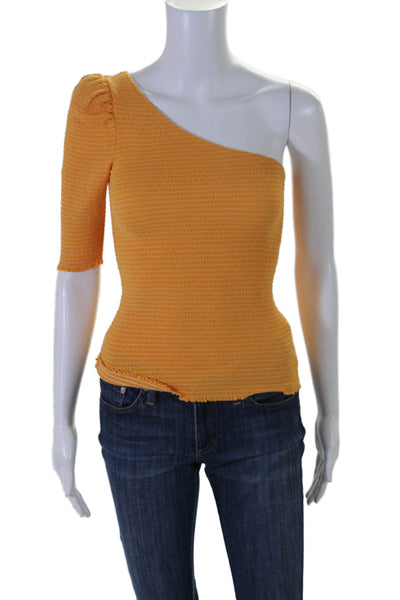 Nation LTD Womens One Shoulder Short Sleeve Blouse Orange Size XS