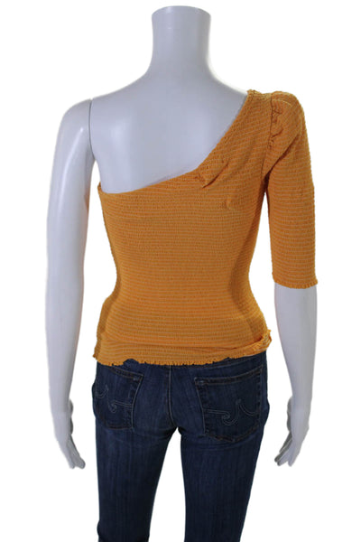 Nation LTD Womens One Shoulder Short Sleeve Blouse Orange Size XS