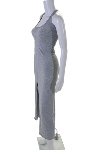 Designer Womens Sleeveless Scoop Thin Knit Neck Long Dress Gray Size Small