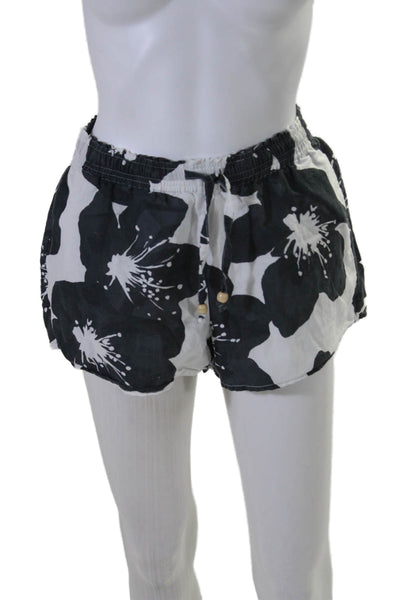 Something Navy Womens Elastic Waist Floral Print Short Set White 25 in