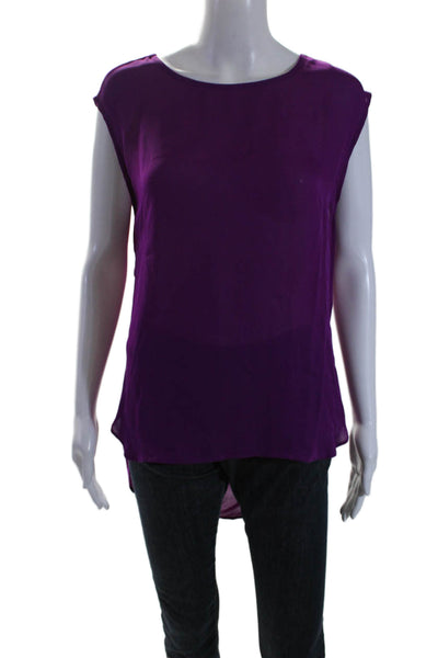 Haute Hippie Womens Silk Sleeveless Asymmetrical Tank Top Purple Size Medium