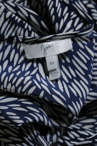 Joie Womens Silk Printed Button Down Blouse Navy Blue White Size Medium