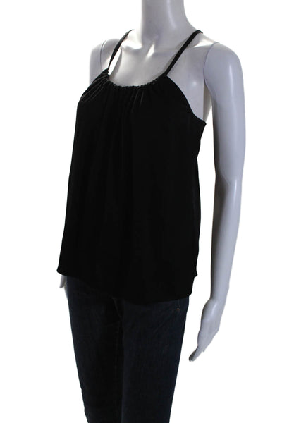 Vince Womens Gathered halter Neck Sleeveless Blouse Black Size XS