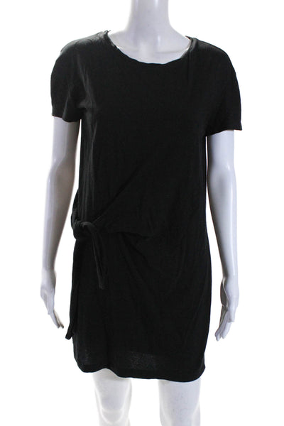 Vince Womens Cotton Short Sleeve Tie Waist T shirt Dress Black Size XS