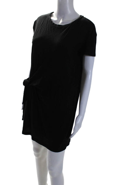 Vince Womens Cotton Short Sleeve Tie Waist T shirt Dress Black Size XS