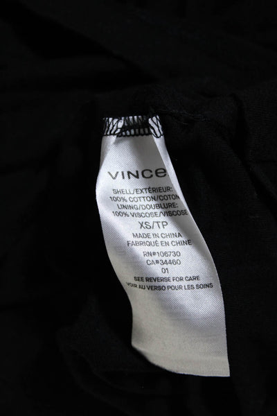 Vince Womens Cotton Short Sleeve Tie Waist T shirt Dress Black Size XS