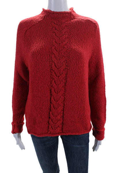 Brooks Brothers Womens Long Sleeves Turtleneck Sweater Red Cotton Size Small