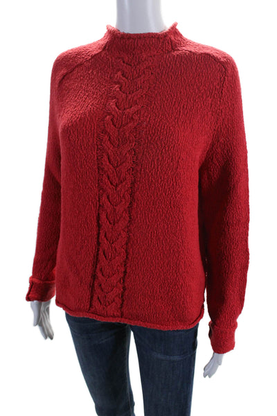 Brooks Brothers Womens Long Sleeves Turtleneck Sweater Red Cotton Size Small