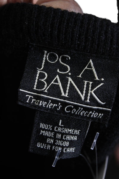 Jos A Bank Mens Cashmere Crew Neck Long Sleeves Sweater Black Size Large