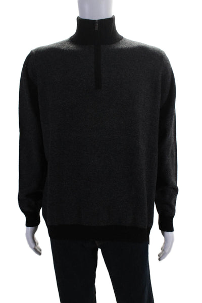 Asha Mens Cashmere Long Sleeves Turtleneck Sweater Black Grey Size Extra Large