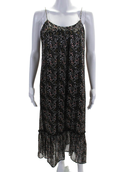 Vici Womens Black Floral Scoop Neck Pleated Sleeveless A-Line Dress Size XS