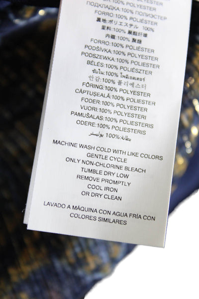 Michael Michael Kors Womens V Neck Abstract Print Long Sleeve Dress Blue Small