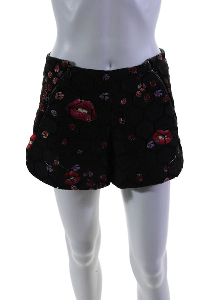 Giamba Womens Side Zip Mid Rise Ladybug Short Shorts Black Size IT 40