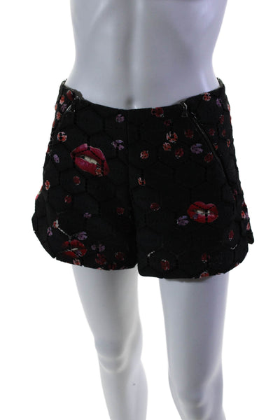 Giamba Womens Side Zip Mid Rise Ladybug Short Shorts Black Size IT 40