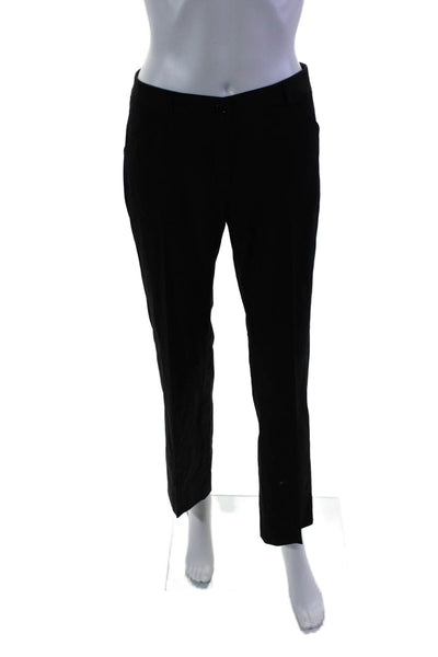 Dolce and Gabbana Womens Mid Rise Pleated Straight Leg Dress Pants Black IT 38