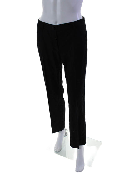 Dolce and Gabbana Womens Mid Rise Pleated Straight Leg Dress Pants Black IT 38