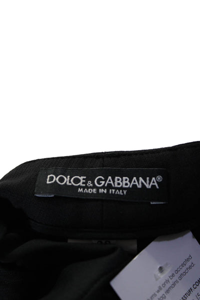 Dolce and Gabbana Womens Mid Rise Pleated Straight Leg Dress Pants Black IT 38