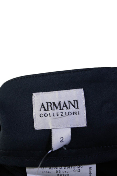 Armani Collezioni Womens Back Zip Knee Length Pencil Skirt Navy Blue Size 2