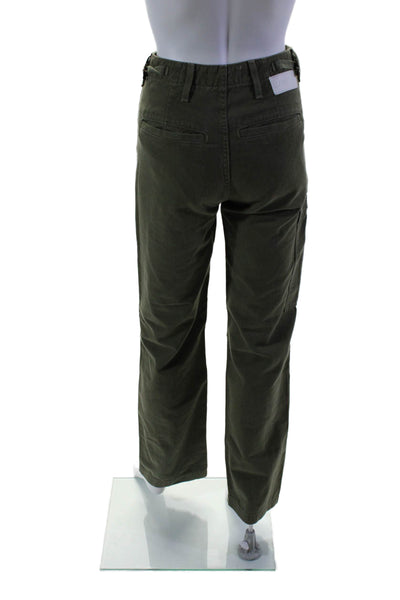 Re/Done Women's Button Closure Flat Front Straight Leg Cargo Pants Green Size 24