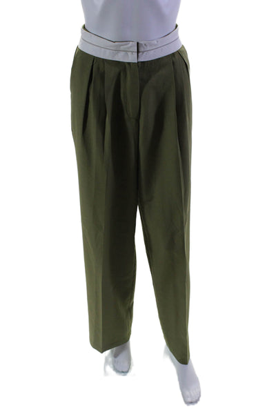 Lioness Women's Hook Closure Pleated Front Wide Leg Dress Pants Green Size 6