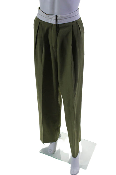 Lioness Women's Hook Closure Pleated Front Wide Leg Dress Pants Green Size 6