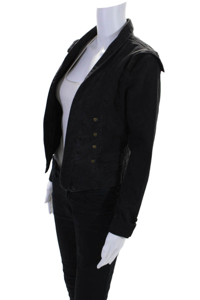 Current/Elliott Womens Cotton Open Front Majorette Denim Jacket Black Size 1