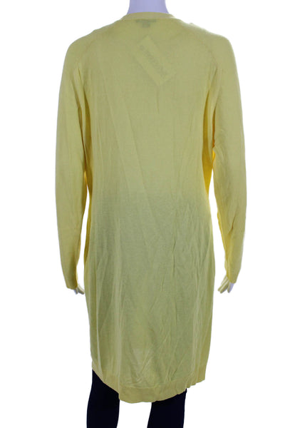 Lafayette 148 New York Womens Cotton Buttoned Long Sleeve Cardigan Yellow Size L