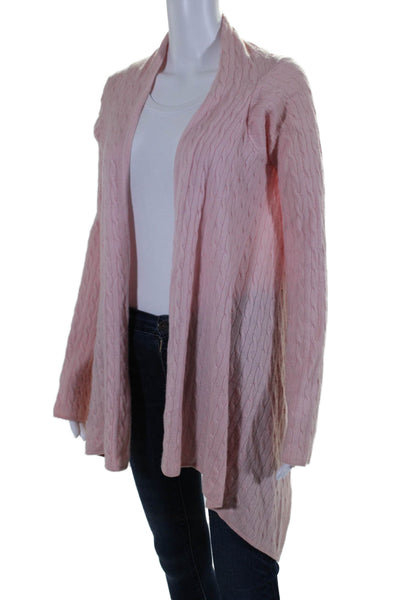 BCBGMAXAZRIA Womens Cable Knit Draped Textured Cropped Cardigan Pink Size M/L