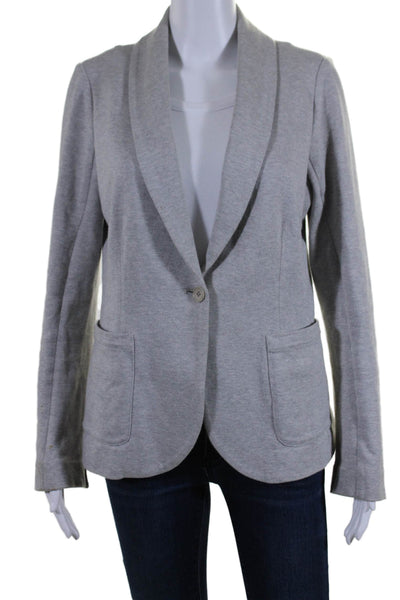 Kinly Womens Cotton Two Button Collared Button Up Blazer Jacket Gray Size M