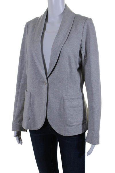 Kinly Womens Cotton Two Button Collared Button Up Blazer Jacket Gray Size M