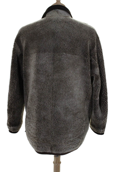 Blue Duck Womens Brown Sheepskin Shearling Reversible Long Sleeve Coat Size M