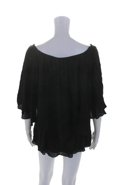 Vix Paula Hermanny Women's Boat Neck Drop Waist Mini Dress Black Size S