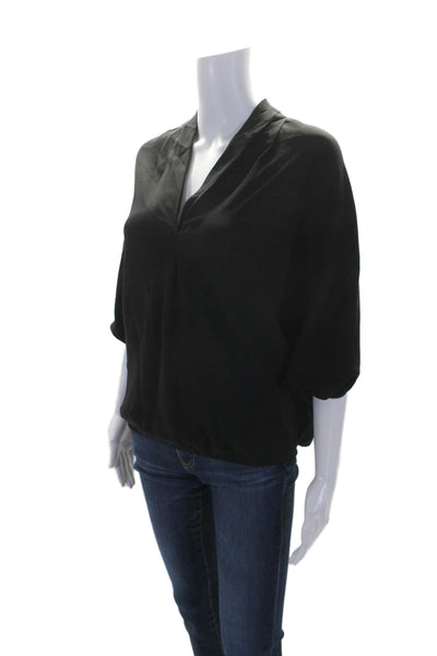 Ramy Brook Women's V-Neck Dolman Sleeves Cinch Waist Blouse Black Size S