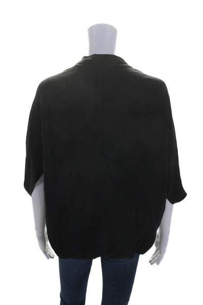 Ramy Brook Women's V-Neck Dolman Sleeves Cinch Waist Blouse Black Size S