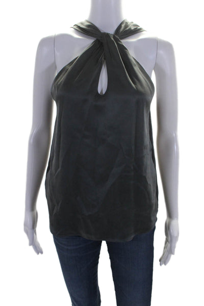 Ramy Brook Women's V-Neck Sleeveless Silk Tank Top Gray Size XS