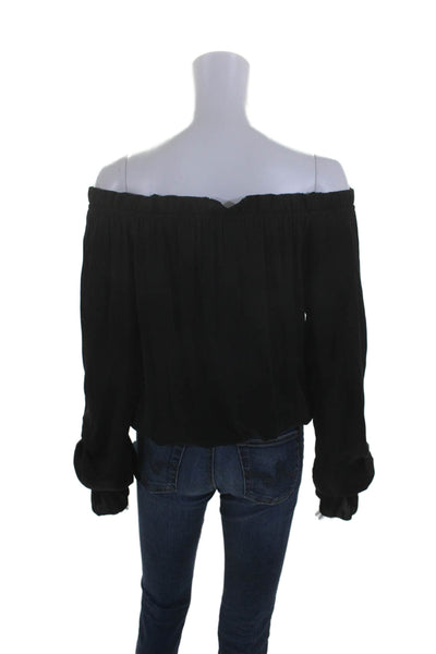 Emerson Thorpe Women's Off The Shoulder Long Sleeves Sheer Blouse Black Size XS