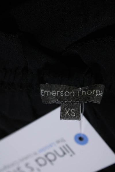 Emerson Thorpe Women's Off The Shoulder Long Sleeves Sheer Blouse Black Size XS