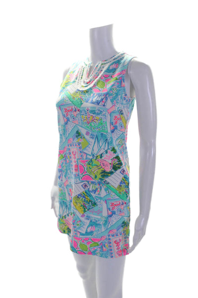 Lilly Pulitzer Girls Sleeveless Abstract Print V Neck Dress Multicolor 12